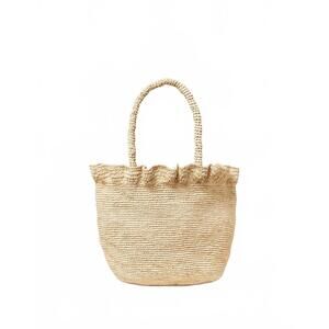 NEW LOEFFLER RANDALL women's cyrus ruffled woven tote bag in natural